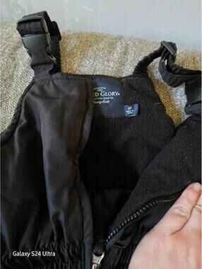 Boys Black Insulated Snow Bib Overalls – Size 3T, Red Glory Fleece-Lined